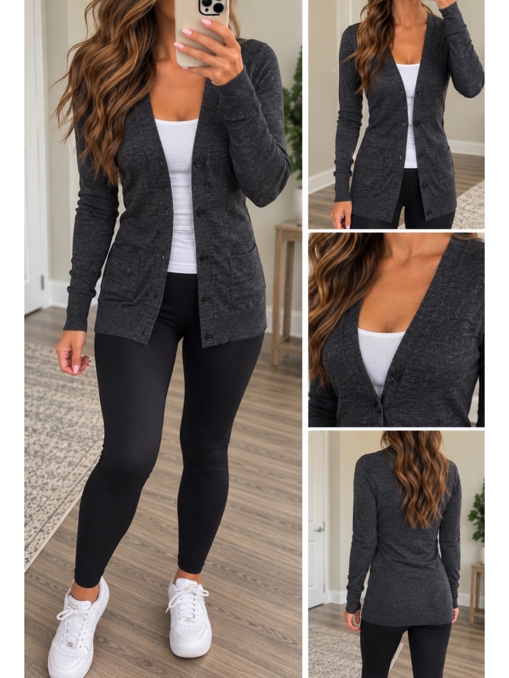 Crew Charcoal Gray Open-Front Cardigan